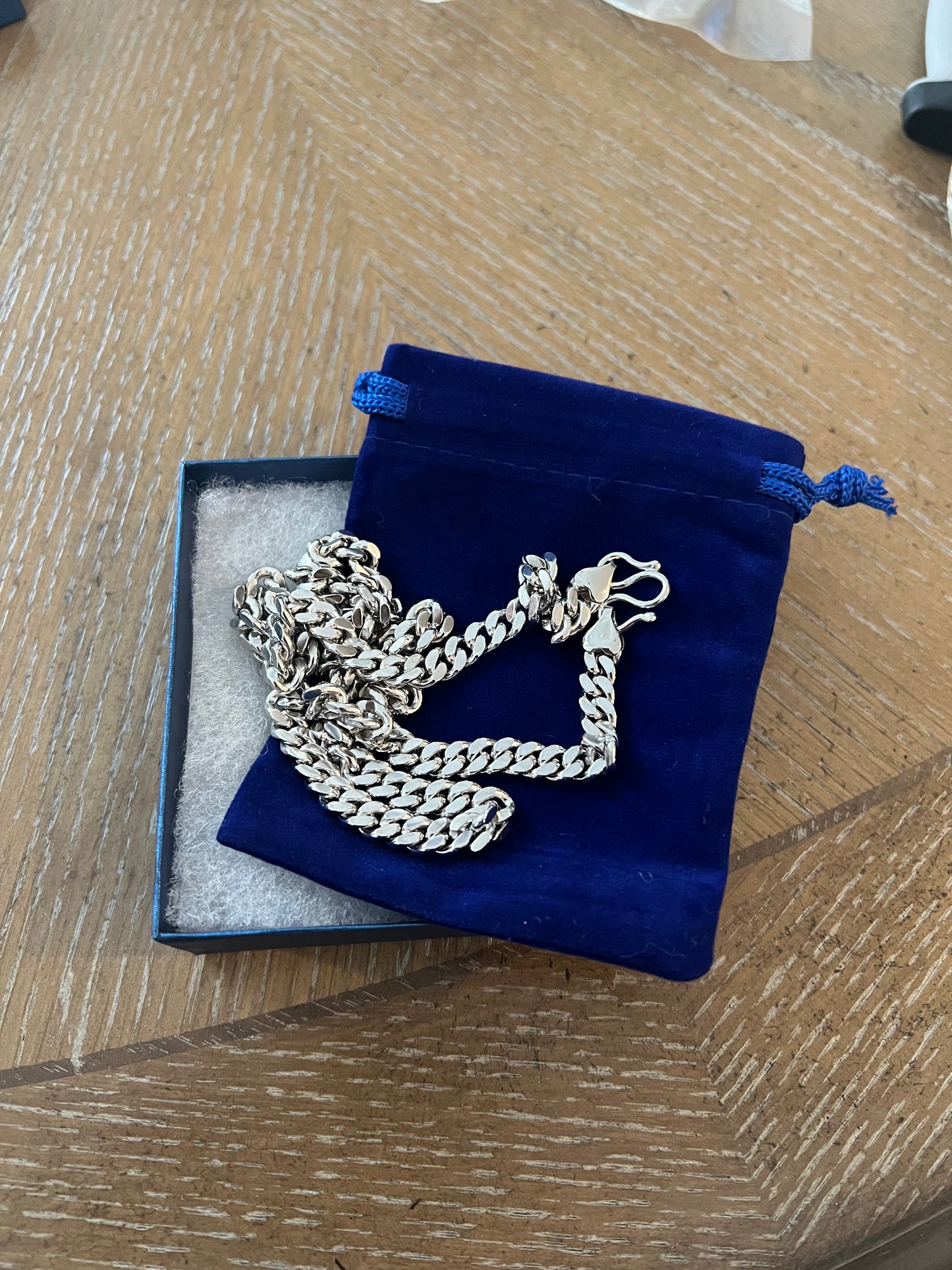 7mm 24in. 14k White Gold Vermeil Cuban Chain