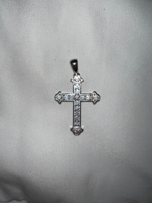 14k White Gold Vermeil Cross Pendant