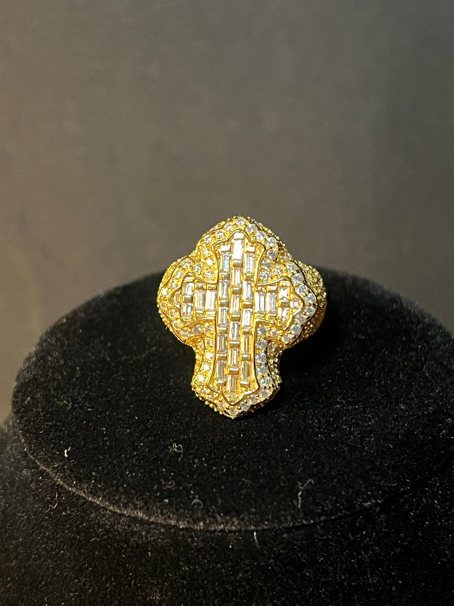 14k Gold Vermeil VVS Cross Ring