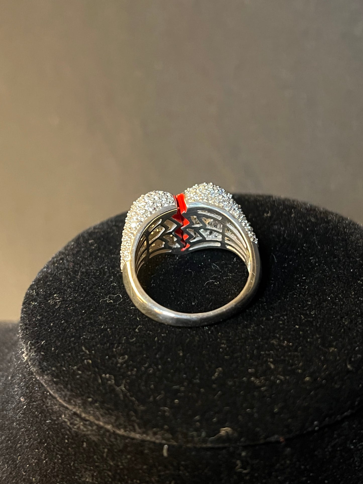 14k White Gold Vermeil Iced Heartbreak Ring